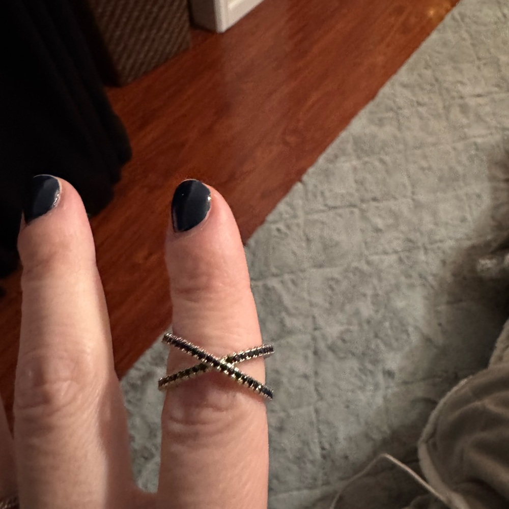 Black & Silver Crisscross Ring